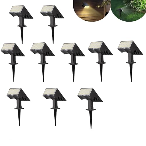 Fosingut Solarlampen für Außen,3000K Warmweiß Solar Strahler 10 Stück,IP65 Wasserdicht 28 LEDs Solar Gartenleuchten Solarleuchten,Aussenleuchte Wandleuchte für Draußen Garten,Weg,Hof,Gehweg von Fosingut