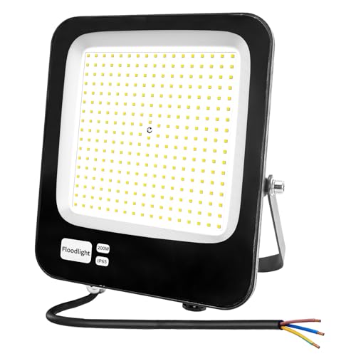 LED Strahler Außen 200W, Fosingut Superhell LED Scheinwerfer Innen,3000K Warmweiß Flutlicht Werkstattlampe,IP66 Wasserdicht Wandleuchte Außenstrahler,Baustrahler led Fluter für Garten,Keller,Garage von Fosingut