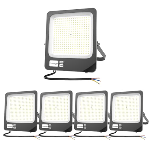 LED Strahler Außen 200W,Fosingut Superhell LED Scheinwerfer Innen,3000K Warmweiß Flutlicht Werkstattlampe,IP66 Wasserdich Wandleuchte Außenstrahler,Baustrahler led Fluter für Garten,Keller,Garage-5pcs von Fosingut