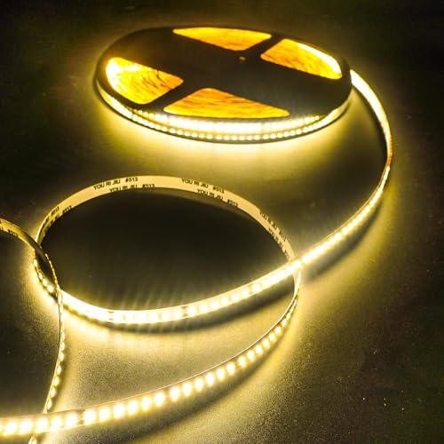 LED Streifen 20M,Fosingut 24V 2835SMD LED Band Lichtleiste Lichterkette Warmweiß 3000K,Selbstklebend Schneidbar Hohe Helligkeit 180LEDs/m 8mm Stripes für Bar,Kanal,Küche,TV,Auto,Heim Decor(Nur Strip) von Fosingut