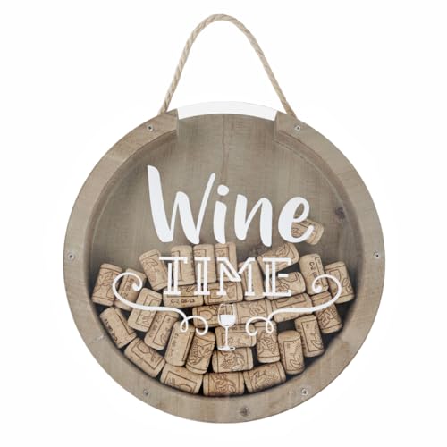 Weinkorkenhalter, Dekoration, Geschenke, Schattenbox, Weinschild für Weinliebhaber, Zubehör, Display, Aufbewahrung, dekorativer Behälter (rund, 30 x 30 x 3,5 cm) von Fosinz