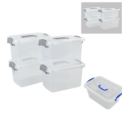 Fosly Aufbewahrungsboxen aus Kunststoff, Plastikbox mit Deckel, 4 Stück von Fosly