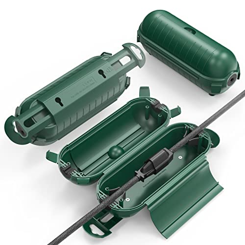 Garnen - Wasserdichtes Outdoor-Gehäuse (IP44) zur Sicherung von Verlängerungsverbindungen, wetterfeste Schutzbox für Kabelverlängerung | Perfekt für Outdoor, Dekoration, Gartenarbeit usw. | 2er-Set von Fosmon