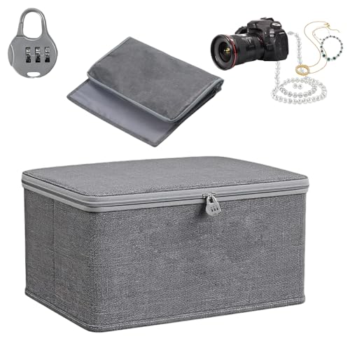Fosoloni Abschließbare Aufbewahrungsbox mit Reißverschluss, Medikamenten Aufbewahrungbox, Faltbare Stoffbox mit Griffen, Verschließbare Box für Kleidung Toys und Private Vorräte (11.8 x 7.8 x 6 Zoll) Fosoloni Abschließbare Aufbewahrungsbox mit Reißverschluss, Medikamenten Aufbewahrungbox, Faltbare Stoffbox mit Griffen, Verschließbare Box für Kleidung Toys und Private Vorräte (11.8 x 7.8 x 6 Zoll) von Fosoloni