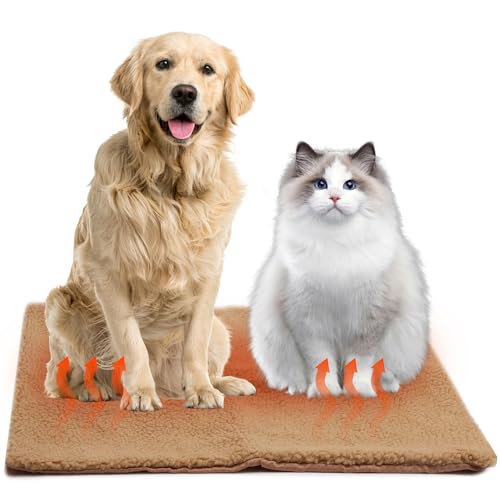 Fosoloni Selbstheizende Decke Katze & Hunde, 60x45CM Flauschig Selbstwärmende Katzendecke ohne Kabel, Wärmedecke Katze Extra Warme & Weich, Thermodecke Katzenbett Geräuschlos von Fosoloni