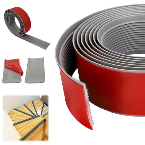 Fosoloni Übergangsprofil Selbstklebend, Weichsockelleiste Übergangsleiste Selbstklebend Vinyl Türleiste 3m x 5cm, Ausgleichsprofil für Laminat Parkettböden, Türschwellen Leiste(Grau) von Fosoloni