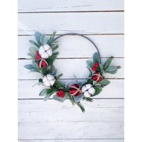 Bauernhaus Adventskranz Buffalo Plaid, Baumwolle, Kiefer & Ilex von FosteringJoy