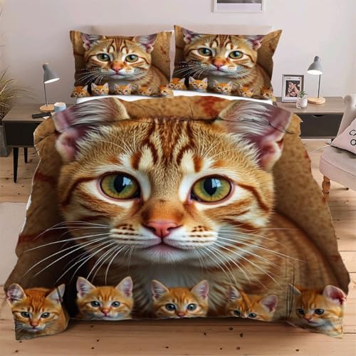 Fotmung Bettwäsche 135x200 Mikrofaser 3 Teilig Gelbe Katze, Weiche Bettbezug mit Reißverschluss Bettdeckenbezug - 1 Bettwäsche Set 135 x 200 cm mit 2 Kissenbezügen 80 x 80 cm C92 Fotmung Bettwäsche 135x200 Mikrofaser 3 Teilig Gelbe Katze, Weiche Bettbezug mit Reißverschluss Bettdeckenbezug - 1 Bettwäsche Set 135 x 200 cm mit 2 Kissenbezügen 80 x 80 cm C92 von Fotmung