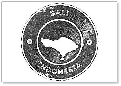 Bali Map Vintage Stempel. Kühlschrankmagnet mit Illustration, Dunkelgrau von Foto Magnets