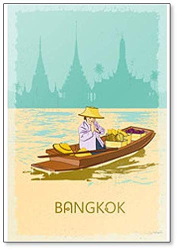 Bangkok Kühlschrankmagnet, Retro-Illustration von Foto Magnets