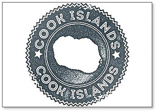 Cook Islands Map Vintage Stempel Kühlschrankmagnet mit Illustration, Dunkelblau von Foto Magnets