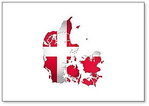 Dänemark-Karte mit dänischer Flagge, klassischer Kühlschrankmagnet von Foto Magnets