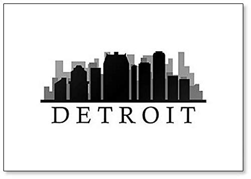 Detroit Skyline Kühlschrankmagnet, Schwarz/Weiß von Foto Magnets