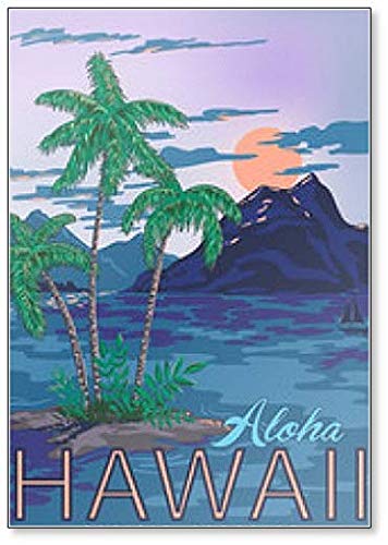 Hawaii-Illustration mit Vintage-Stilisierung, Aloha Hawaii Kühlschrankmagnet von Foto Magnets