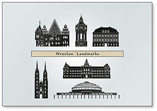 Kühlschrankmagnet, Motiv: Breslau Landmarks Illustration von Foto Magnets