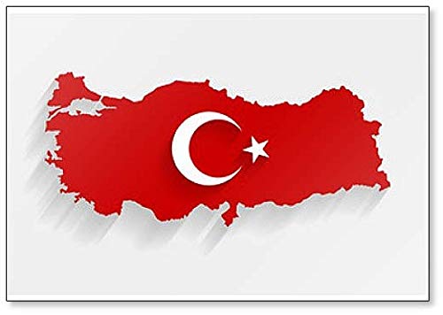 Kühlschrankmagnet, Motiv: Flagge der Türkei und Landkarte, Rot von Foto Magnets