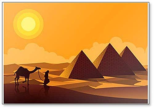 Kühlschrankmagnet, Motiv: Pyramids berühmtes Wahrzeichen Ägypten auf Sonnenuntergang, Illustration von Foto Magnets