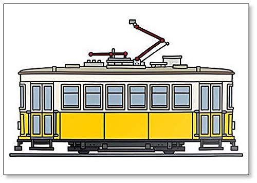 Kühlschrankmagnet, Motiv: Straßenbahnen, Gelb/Weiß von Foto Magnets