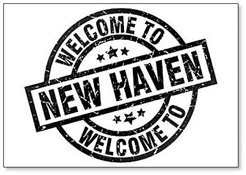 Kühlschrankmagnet, Motiv: Welcome to New Haven, schwarzer Stempel von Foto Magnets