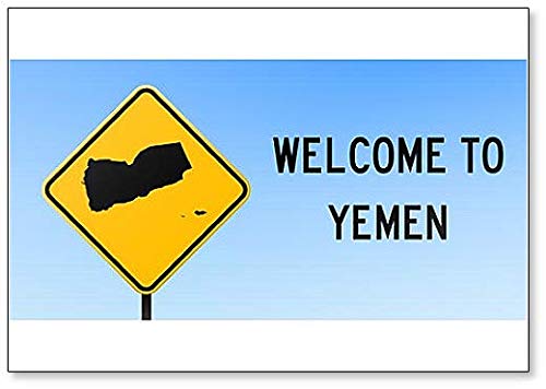 Kühlschrankmagnet, Motiv: Welcome to Yemen mit Karte auf Straße, Illustration von Foto Magnets