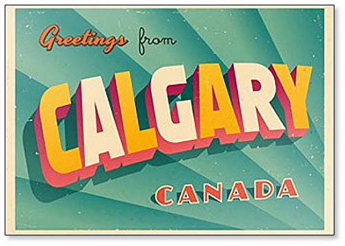 Kühlschrankmagnet, Vintage-Stil, Touristische Illustration – Calgary, Kanada von Foto Magnets