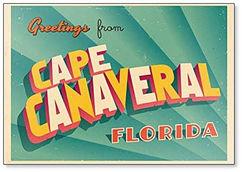 Kühlschrankmagnet, Vintage-Stil, Touristische Illustration von Cape Canaveral, Florida von Foto Magnets