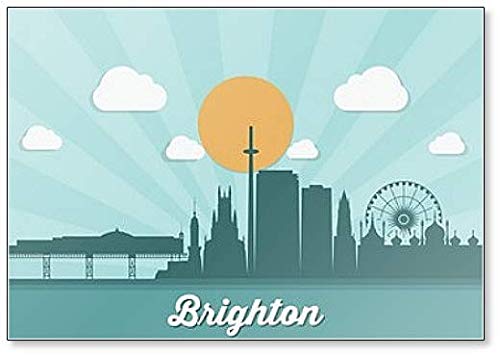 Kühlschrankmagnet Brighton Skyline – England – Großbritannien Illustration von Foto Magnets