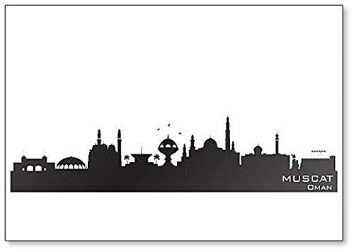 Kühlschrankmagnet Muscat Oman City Skyline, Schwarz/Weiß von Foto Magnets