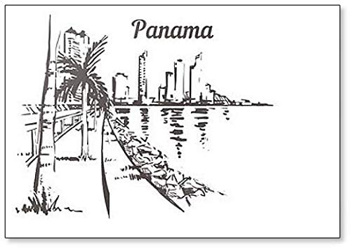Kühlschrankmagnet Panama Stone Beach mit Palmen Panama City Illustration von Foto Magnets