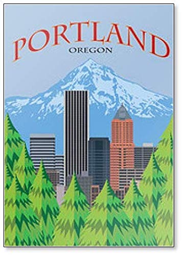 Kühlschrankmagnet Portland Oregon Skyline Scenic Illustration von Foto Magnets