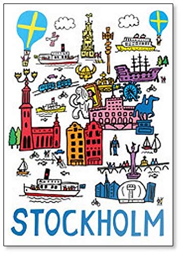 Kühlschrankmagnet Stockholm City handgezeichnete Illustration Classic von Foto Magnets