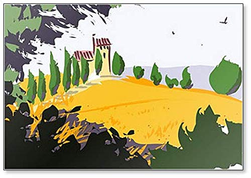 Kühlschrankmagnet Toskana Landschaft, traditionell toskanische Villa Illustration, klassisch von Foto Magnets