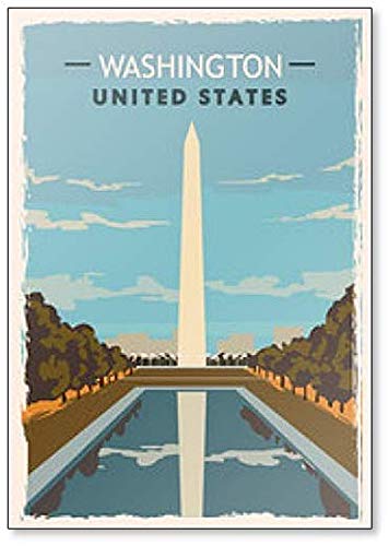 Kühlschrankmagnet Washington Monument Retro USA Washington Travel Illustration von Foto Magnets