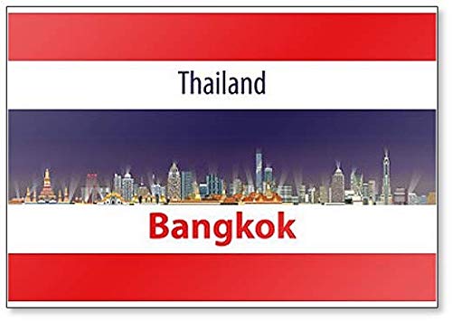 Kühlschrankmagnet mit Bild von Bangkok City Skyline mit Flagge von Thailand von Foto Magnets