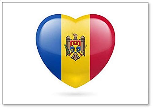 Kühlschrankmagnet mit Herz-Flagge Moldawien von Foto Magnets
