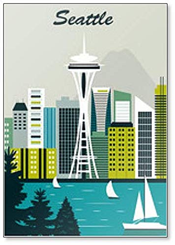 Kühlschrankmagnet mit Seattle City Illustration von Foto Magnets