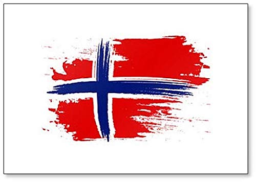 Pinsel Bemalt Flagge Norwegens Kühlschrankmagnet, handgezeichneter Stil, mit Grunge-Effekt von Foto Magnets