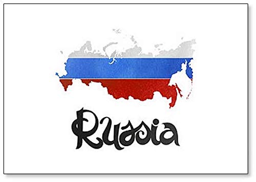 Russland Kühlschrankmagnet, abstraktes Aquarell-Hintergrund, mit Schriftzug und Karte von Foto Magnets