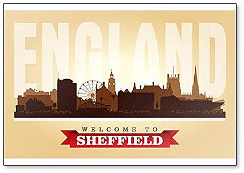 Sheffield United Kingdom City Skyline Illustration – Klassischer Kühlschrankmagnet von Foto Magnets