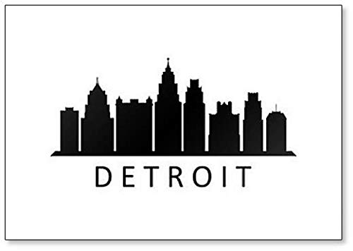 Skyline Detroit Kühlschrankmagnet, Schwarz/Weiß von Foto Magnets