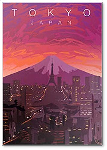 Tokyo Skyline Kühlschrankmagnet, Motiv Japan, Sonnenuntergang in Tokio City von Foto Magnets