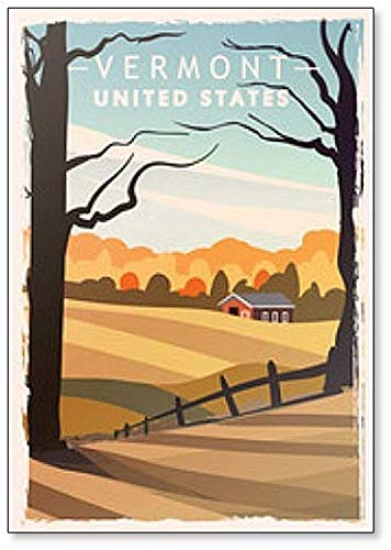 Vermont Retro Travel Illustration Kühlschrankmagnet von Foto Magnets