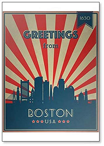 Vintage Touristic Greeting Illustration – Boston, Massachusetts Kühlschrankmagnet von Foto Magnets