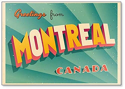 Vintage Touristic Greeting Illustration – Montreal Kanada Kühlschrankmagnet von Foto Magnets