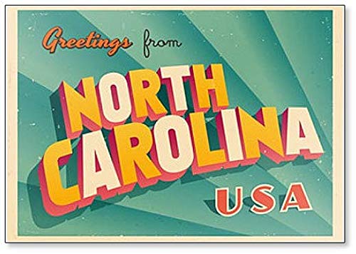 Vintage Touristic Greetings from North Carolina, USA Illustration Kühlschrankmagnet von Foto Magnets