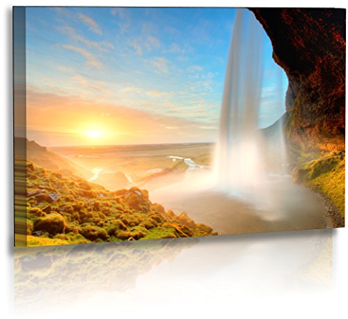 Fotoatelier Dirk Haas Premium Aludibond XXL - Natur - Landschaft - Island - Bild - Wasserfall - Gischt - Sonnenuntergang - Wellness - Aludibond : 120 cm x 70 cm von Fotoatelier Dirk Haas