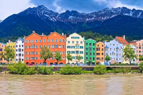 Fotografie Torsten Ackermann Fertig gerahmtes Leinwandbild - Motiv: Häuserzeile am Inn in Innsbruck/Tirol (Alpen) - Bilder/Fotos/Wandbilder/Souvenirs aus Österreich, Größen Name: 30 x 20 cm von Fotografie Torsten Ackermann