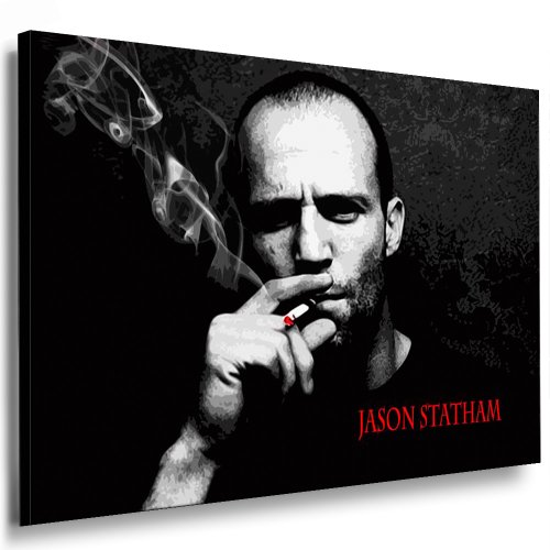 Fotoleinwand24 Bild auf Keilrahmen - Jason Statham AA0160 / Schwarz-Weiß / 60x40 cm von Fotoleinwand24