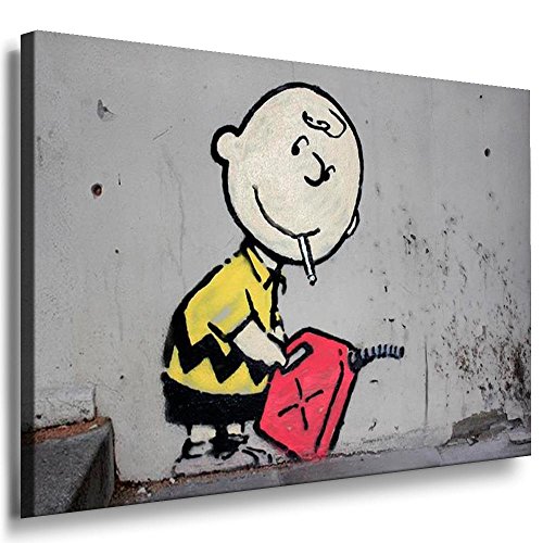 Fotoleinwand24 - Banksy Graffiti Art Charlie Brown / AA0003 / Fotoleinwand auf Keilrahmen/Farbig / 100x70 cm von Fotoleinwand24