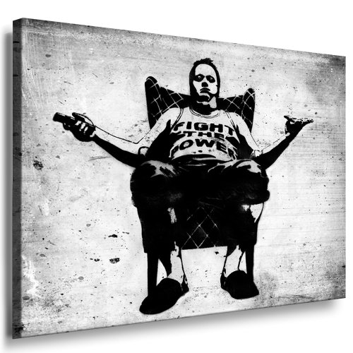 Fotoleinwand24 - Banksy Graffiti Art Fight The Power / AA0101 / Bild auf Keilrahmen/Schwarz-Weiß / 60x40 cm von Fotoleinwand24